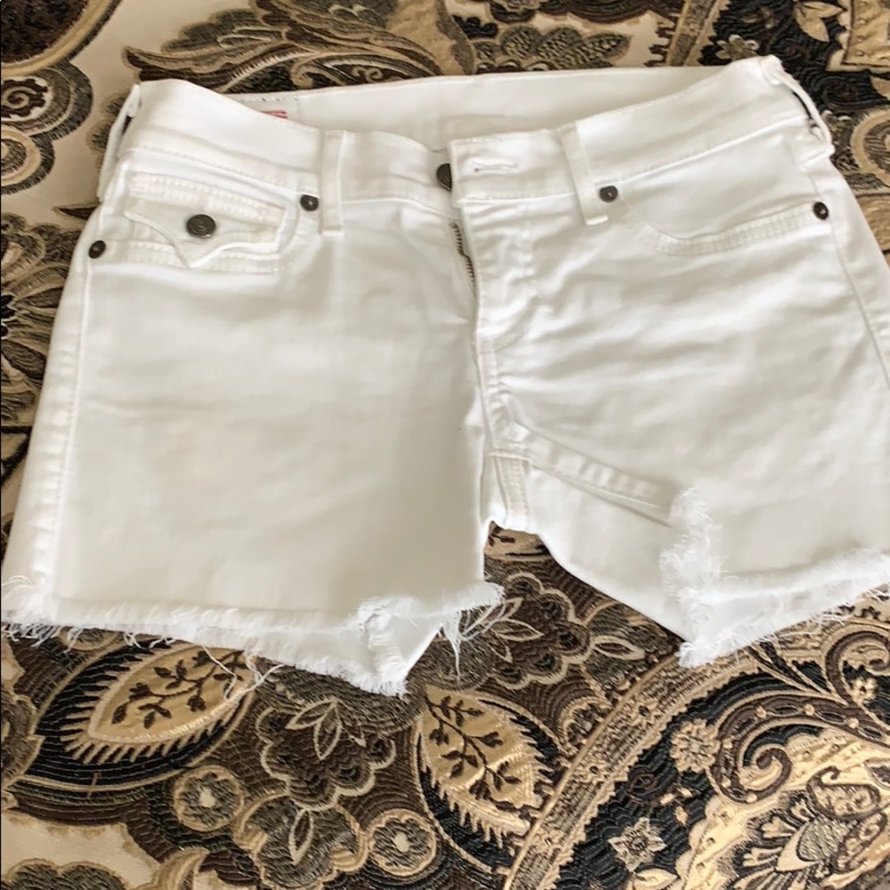 White Jean shorts, true religion